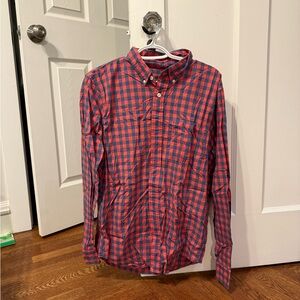Abercrombie & Fitch Red and Blue Casual Button Down Shirt